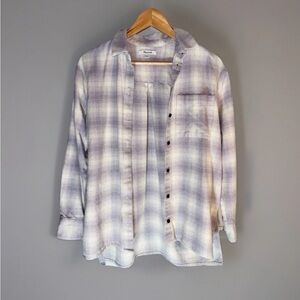 Madewell Boyfriend Oversized Long Sleeve Flannel Shirt Plaid Lilac S